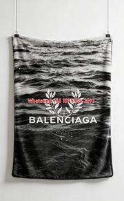 Balenciaga Ocean Wave Flannel Sofa Throw Blanket Luxury Brand Cover BA006